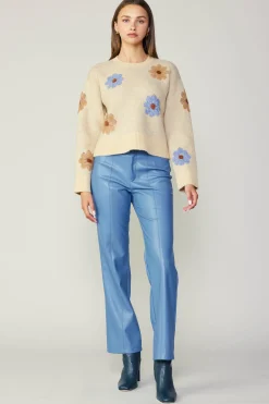 Current Air Knitwear | Sweaters-Daisy Embroidered Sweater CREAM