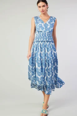 Current Air Maxi Dresses-Daisy Jacquard Maxi Dress DENIMBLUE