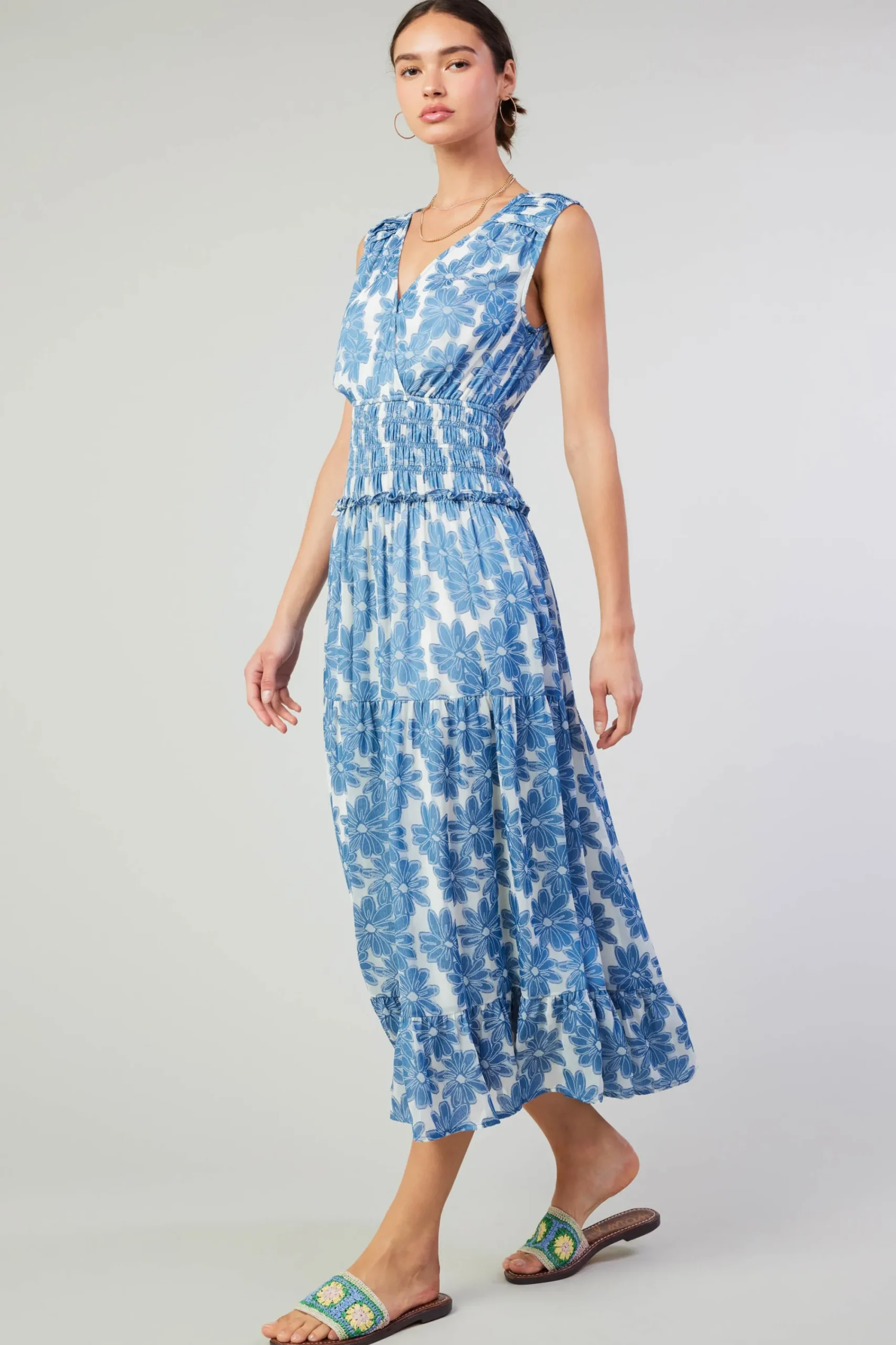 Current Air Maxi Dresses-Daisy Jacquard Maxi Dress DENIMBLUE