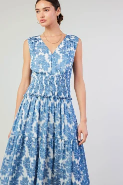 Current Air Maxi Dresses-Daisy Jacquard Maxi Dress DENIMBLUE