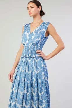 Current Air Maxi Dresses-Daisy Jacquard Maxi Dress DENIMBLUE