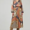 Current Air Skirts-Damask Patterned Midi Skirt BROWNMLT