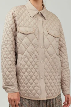 Current Air Coats & Jackets-Diamond Quilted Jacket TAUPE