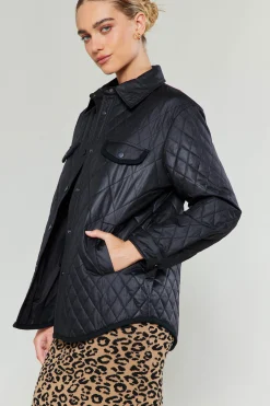 Current Air Coats & Jackets-Diamond Quilted Jacket BLACK