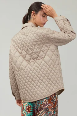 Current Air Coats & Jackets-Diamond Quilted Jacket TAUPE