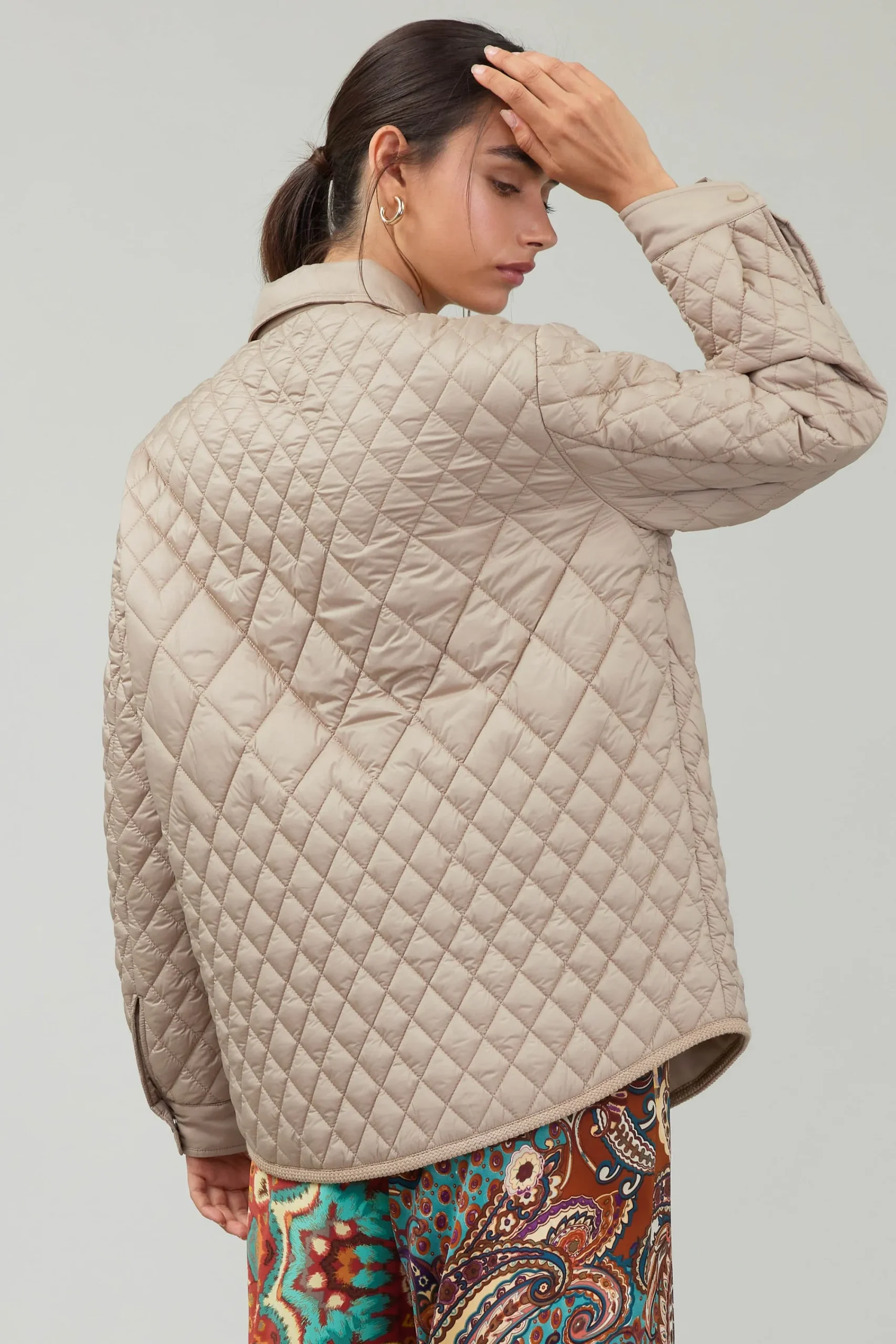 Current Air Coats & Jackets-Diamond Quilted Jacket TAUPE