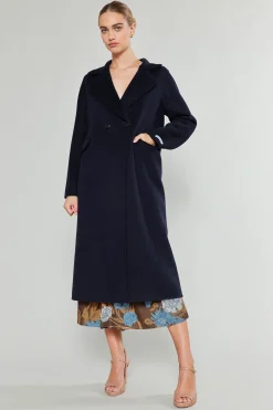 Current Air Coats & Jackets-Double Breasted Wool Coat DARKNAVY