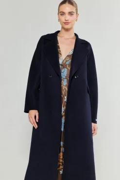 Current Air Coats & Jackets-Double Breasted Wool Coat DARKNAVY