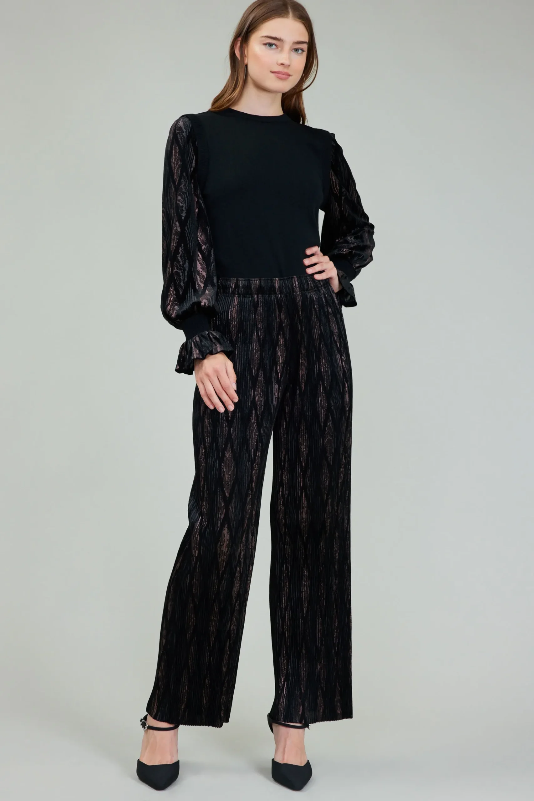 Current Air Pants-Elastic Waist Long Pants BLACKBRONZEMULTI