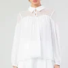 Current Air Long Sleeve Tops-Elyse Lace Yoke Blouse WHITE
