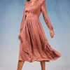 Current Air Midi Dresses-Emmaline Ruffled Midi Dress CARAMEL