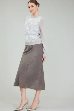 Current Air Knitwear | Sweaters-Floral Applique Sweater LIGHTBEIGE