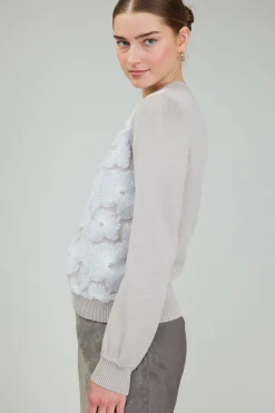 Current Air Knitwear | Sweaters-Floral Applique Sweater LIGHTBEIGE