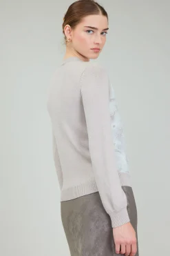 Current Air Knitwear | Sweaters-Floral Applique Sweater LIGHTBEIGE