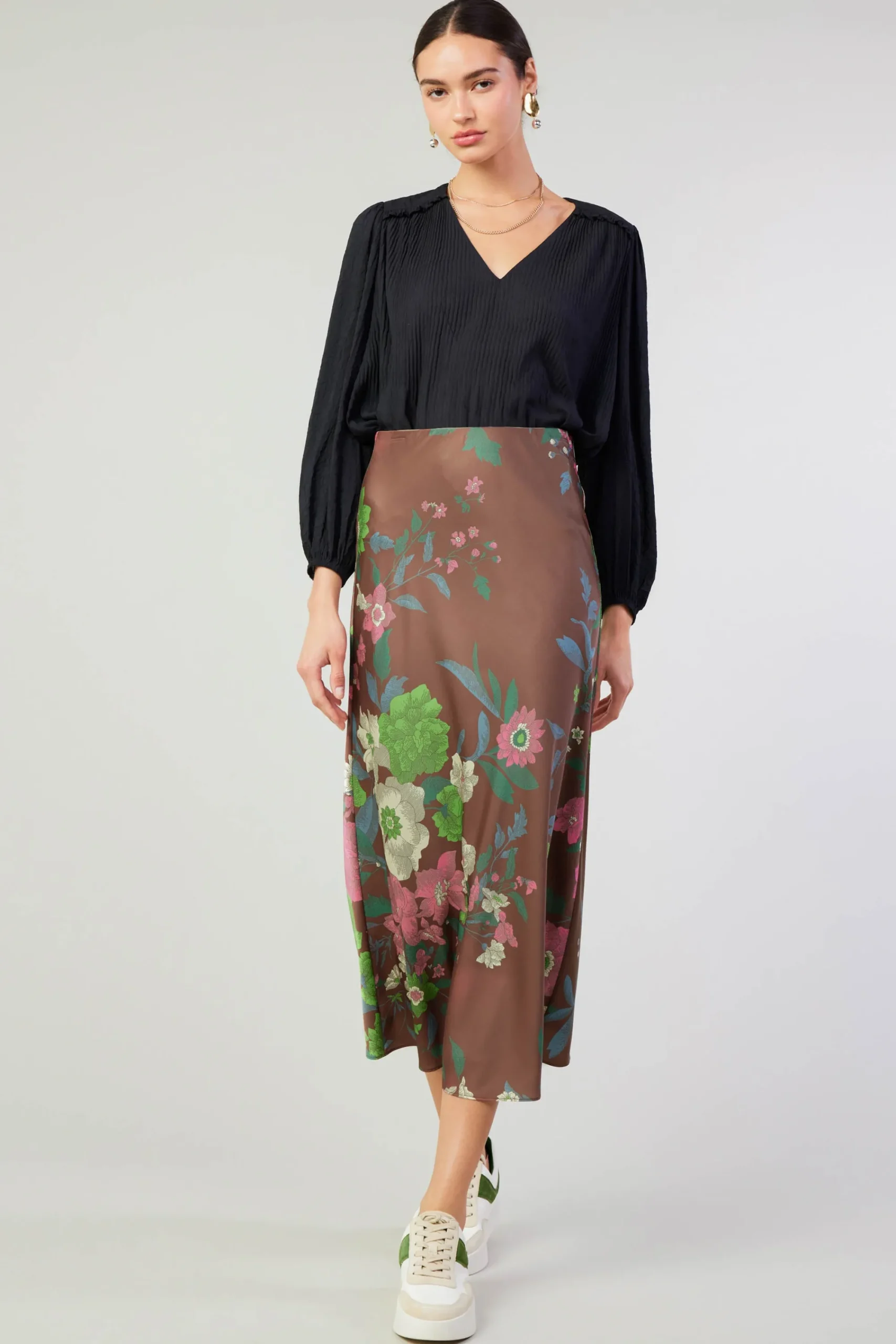 Current Air Skirts-Floral Bias Skirt MOCHAMLT