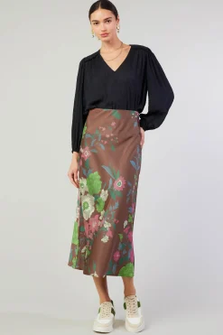 Current Air Skirts-Floral Bias Skirt MOCHAMLT
