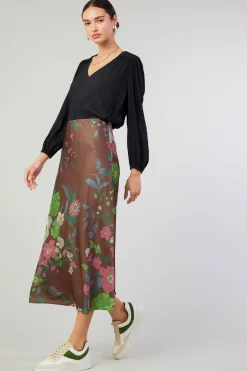 Current Air Skirts-Floral Bias Skirt MOCHAMLT