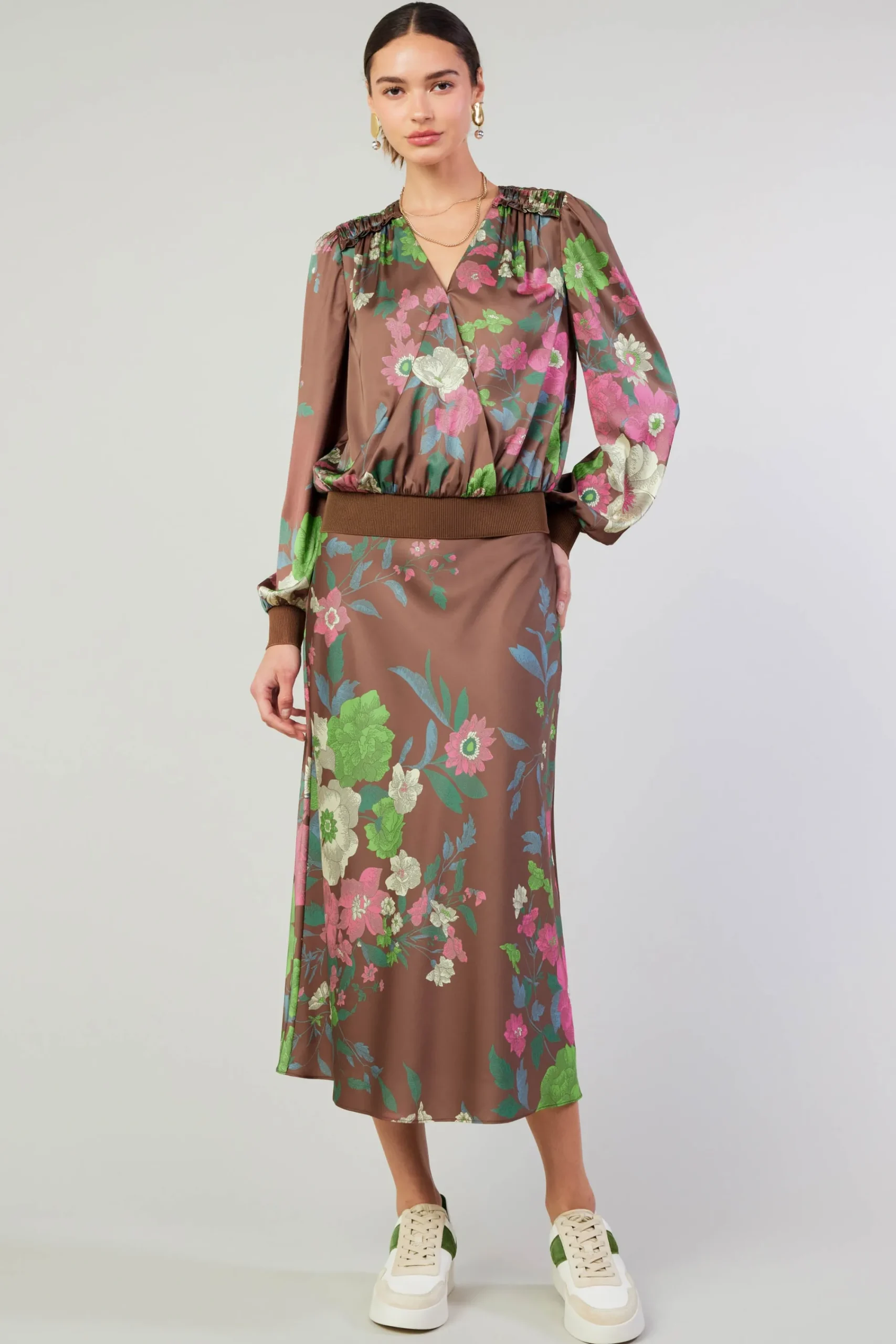 Current Air Skirts-Floral Bias Skirt MOCHAMLT