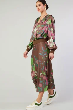 Current Air Skirts-Floral Bias Skirt MOCHAMLT