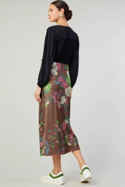 Current Air Skirts-Floral Bias Skirt MOCHAMLT