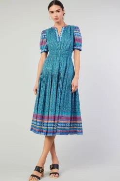 Current Air Midi Dresses-Floral Bohemian Midi Dress BLUEMLT
