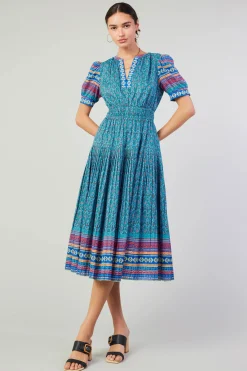Current Air Midi Dresses-Floral Bohemian Midi Dress BLUEMLT