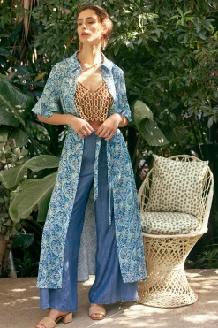 Current Air Midi Dresses-Floral Buttondown Shirt Dress BLUEMLT