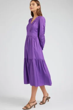 Current Air Midi Dresses-Floral Embroidered Maxi Dress PLUM