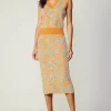 Current Air Knitwear | Skirts-Floral Knit Midi Skirt ORANGEMLT