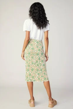 Current Air Knitwear-Floral Knit Midi Skirt GREENMLT