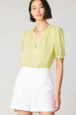 Current Air Shorts-Floral Lace Shorts WHITE