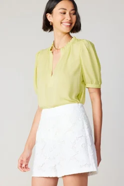 Current Air Shorts-Floral Lace Shorts WHITE