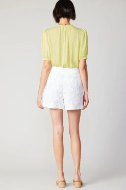 Current Air Shorts-Floral Lace Shorts WHITE
