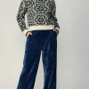 Current Air Sweaters-Floral Mock Neck Sweater BLACK