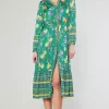 Current Air Midi Dresses-Floral Motif Buttondown Dress GREENFLORALMLT