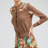 Current Air Cardigans-Floral Motif Cardigan BROWNMLT