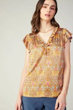 Current Air Sleeveless Tops | Short Sleeve Tops-Floral Nouveau Blouse ORANGEMLT