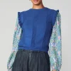Current Air Sweaters-Floral Nouveau Contrast Top BLUE