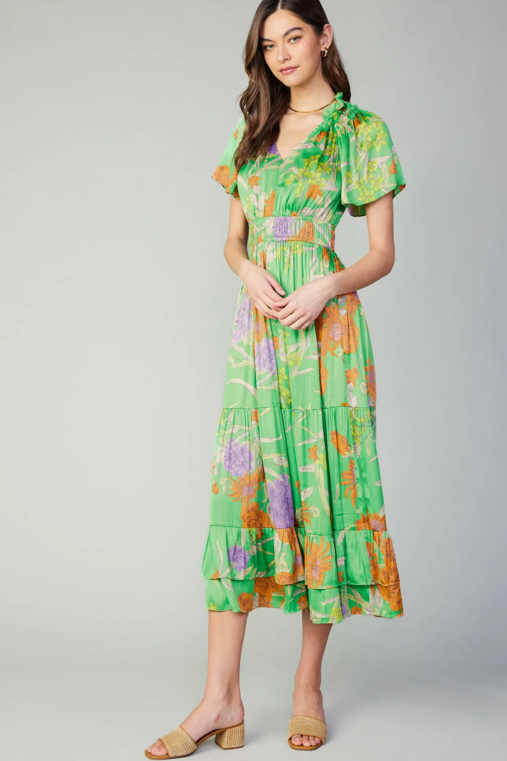 Current Air Maxi Dresses-Floral Pattern Maxi Dress FLORALGREEN