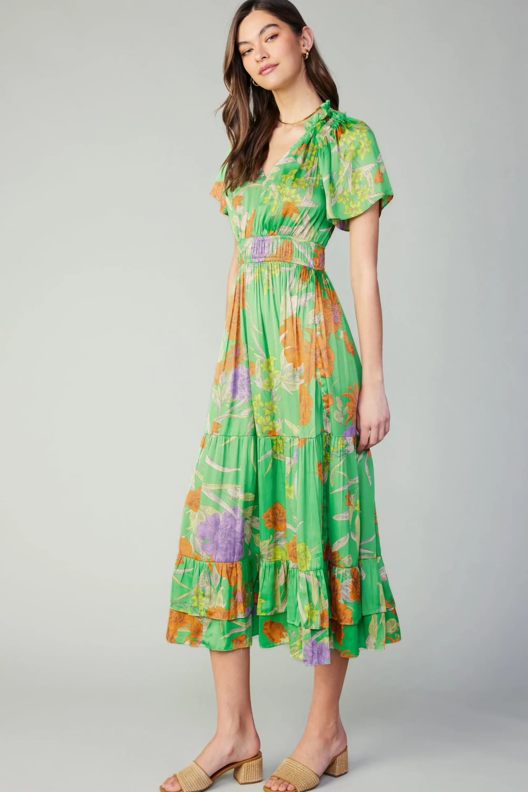Current Air Maxi Dresses-Floral Pattern Maxi Dress FLORALGREEN