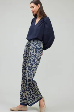 Current Air Pants-Floral Patterned Pull On Pants BLUEMLT