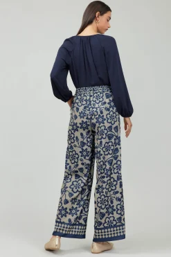 Current Air Pants-Floral Patterned Pull On Pants BLUEMLT