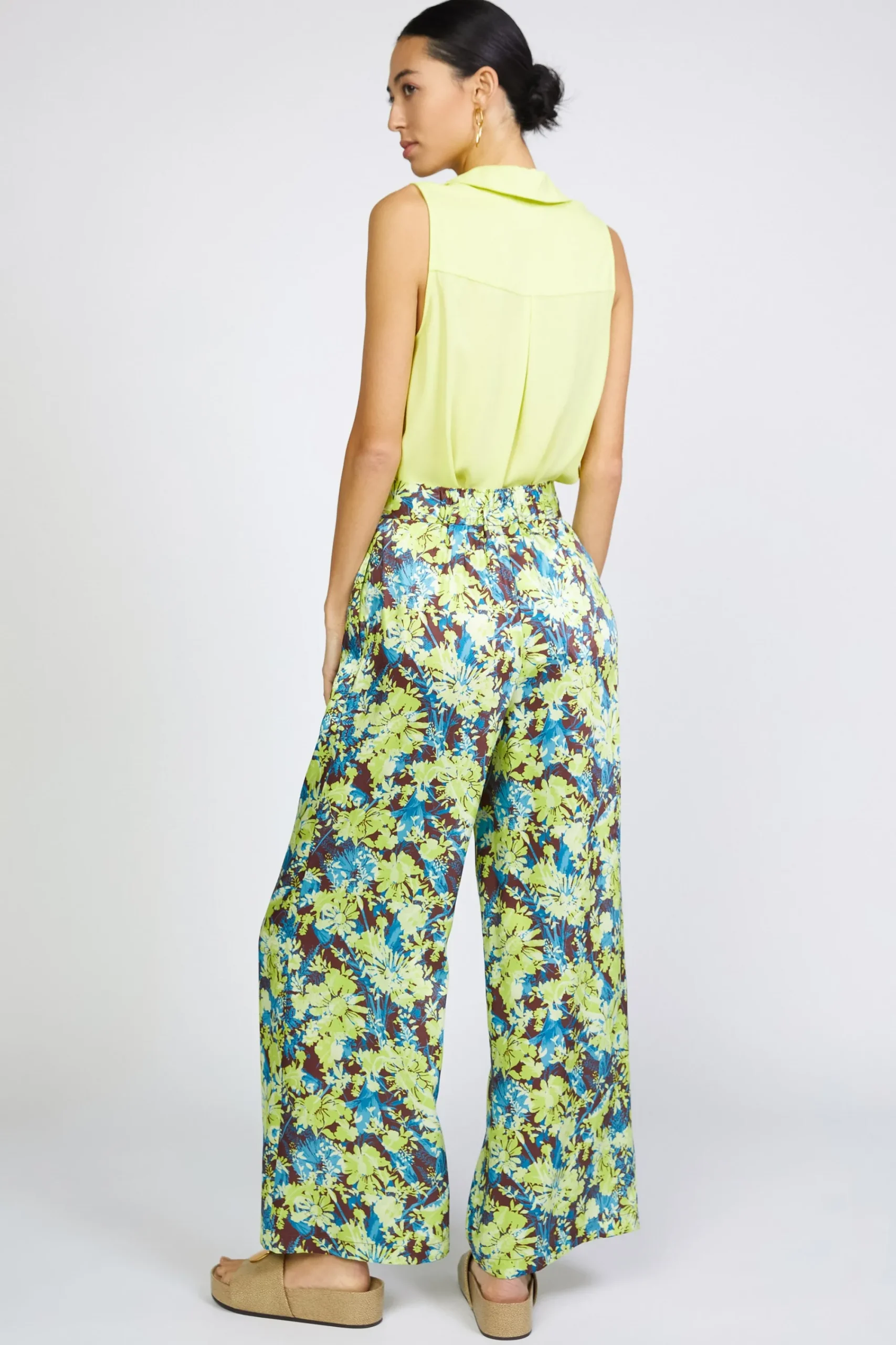 Current Air Pants-Floral Print Wide Pants LIMEFLORAL