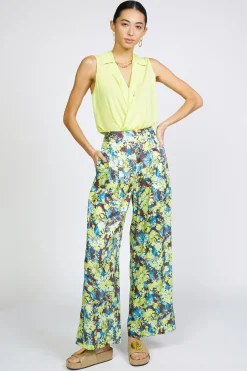 Current Air Pants-Floral Print Wide Pants LIMEFLORAL