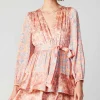 Current Air Mini Dresses-Floral Surplice Mini Dress CORAL