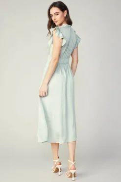 Current Air Midi Dresses-Florence Ruffled Midi Dress SILVERSAGE