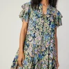 Current Air Mini Dresses-Flutter Sleeve Floral Print Dress FLORALMLT