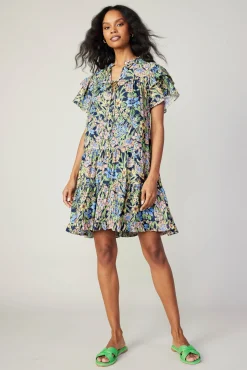 Current Air Mini Dresses-Flutter Sleeve Floral Print Dress FLORALMLT