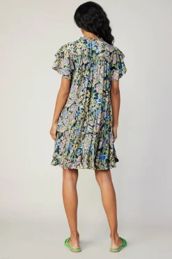 Current Air Mini Dresses-Flutter Sleeve Floral Print Dress FLORALMLT