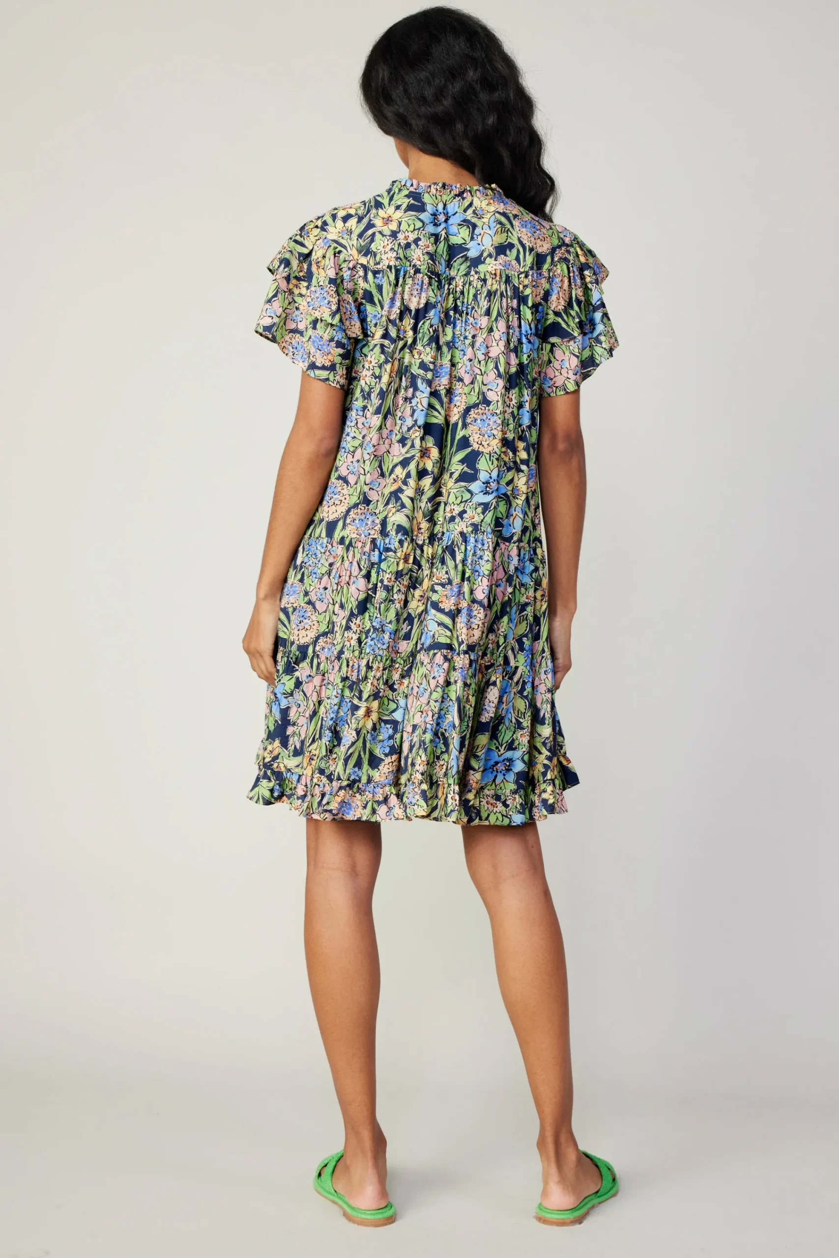 Current Air Mini Dresses-Flutter Sleeve Floral Print Dress FLORALMLT